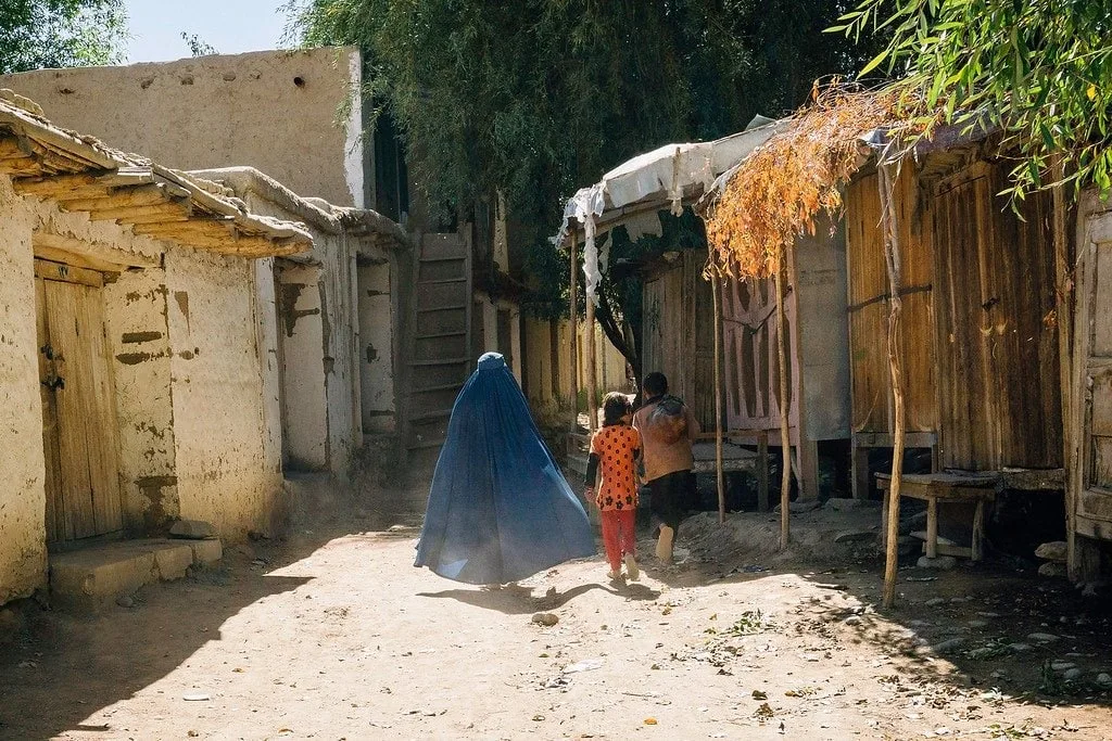 Woman in Blue Burka