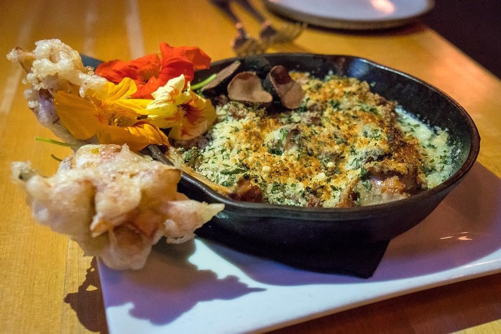 Eating Our Foraged Food at The Marketplace Restaurants in Asheville North Carolina