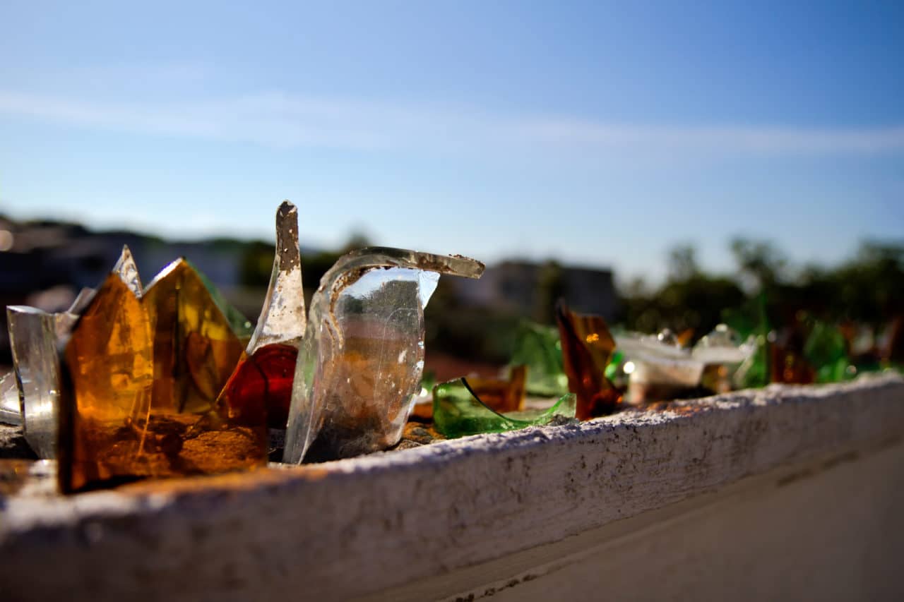 Broken Bottles for Burglar Protection