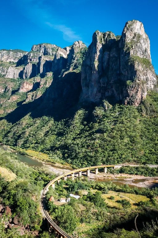 Train through Copper Canyon in Mexico