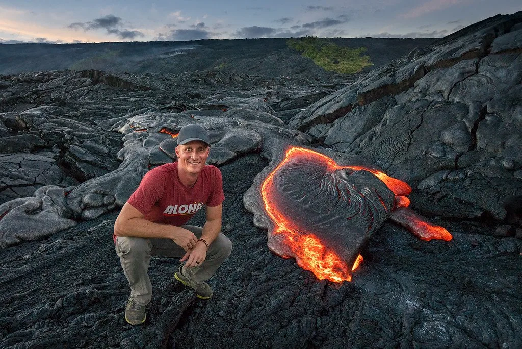 Posing with Lava in Hawaii