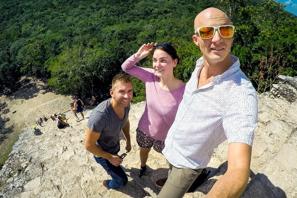 Climbing the Pyramid Coba Ruins Pyramid