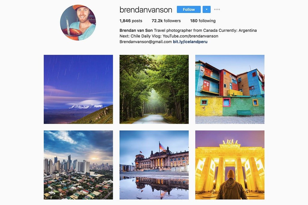 instagram travel photographer brendan van son - instagram followed by lies