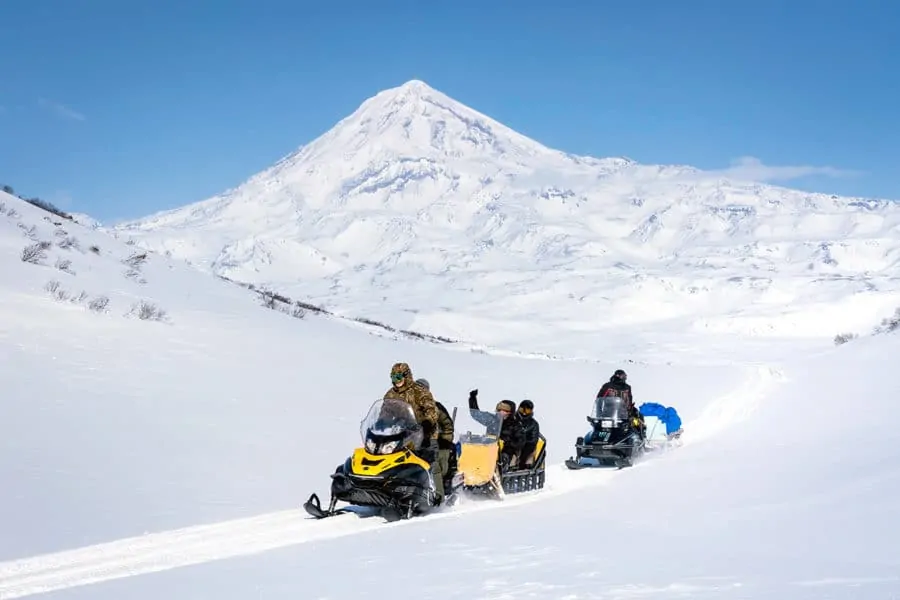 Snowmobiling through the Mountains of Kamchatka