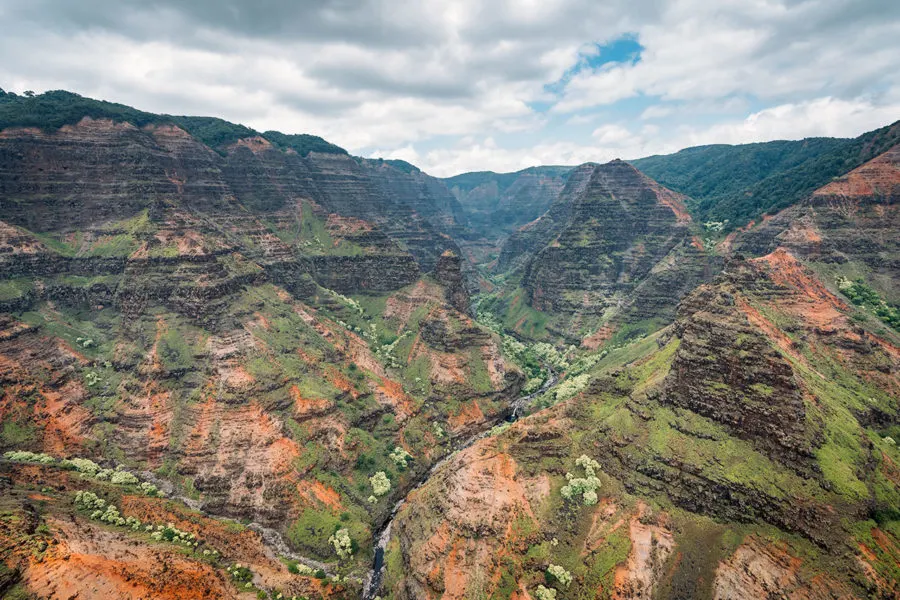 Flying over Waimea Canyon