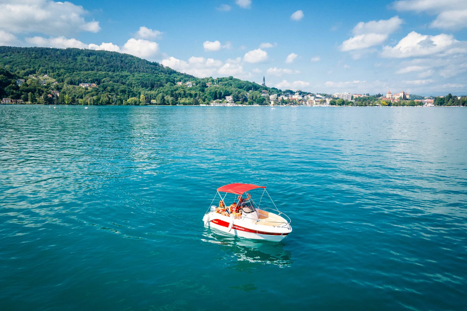 Boat on lake Annecy