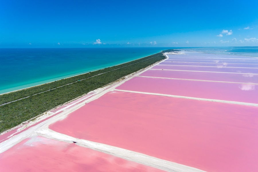 Flying over the Pink Lakes