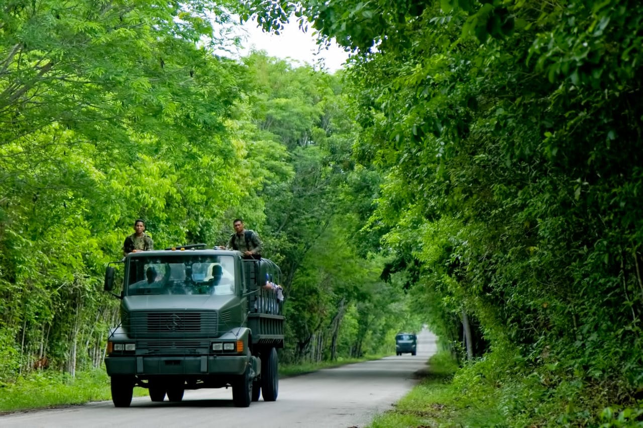 Mexican Troops in Trucks