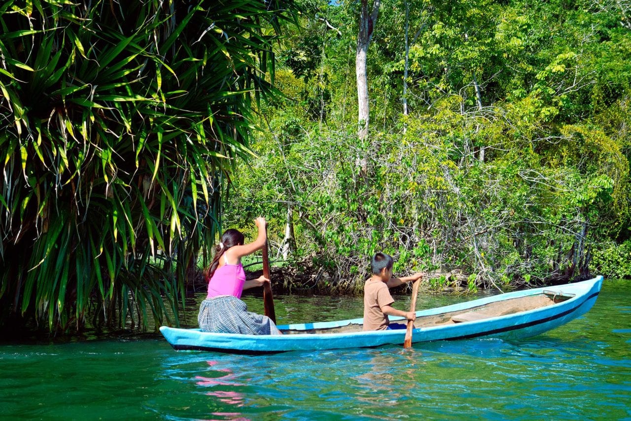 Rio Dulce River Guatemala Kids Canoe