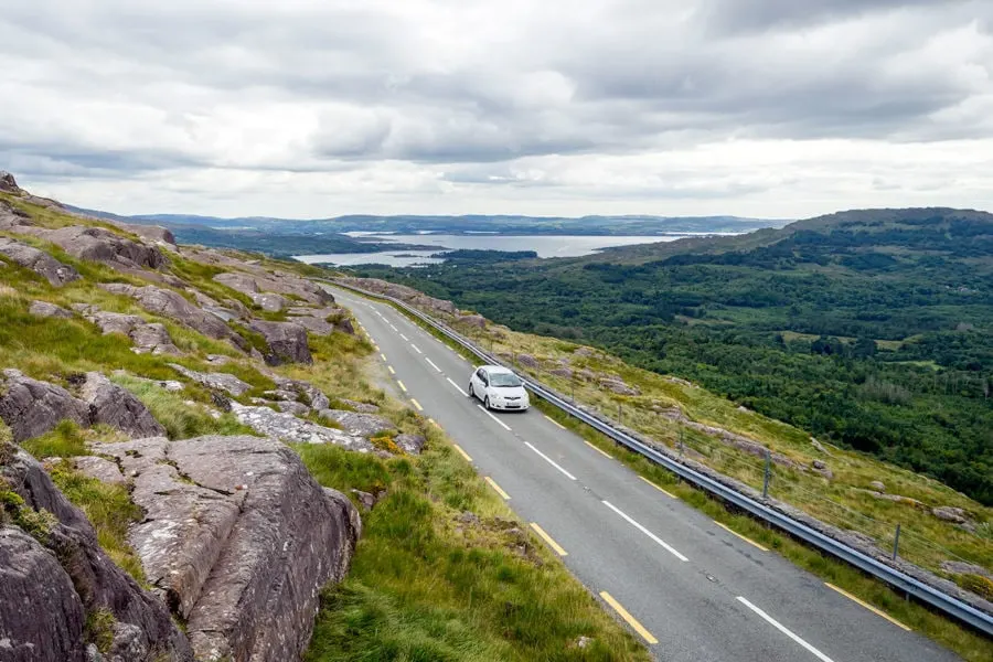 Car Driving through Irish Landscape