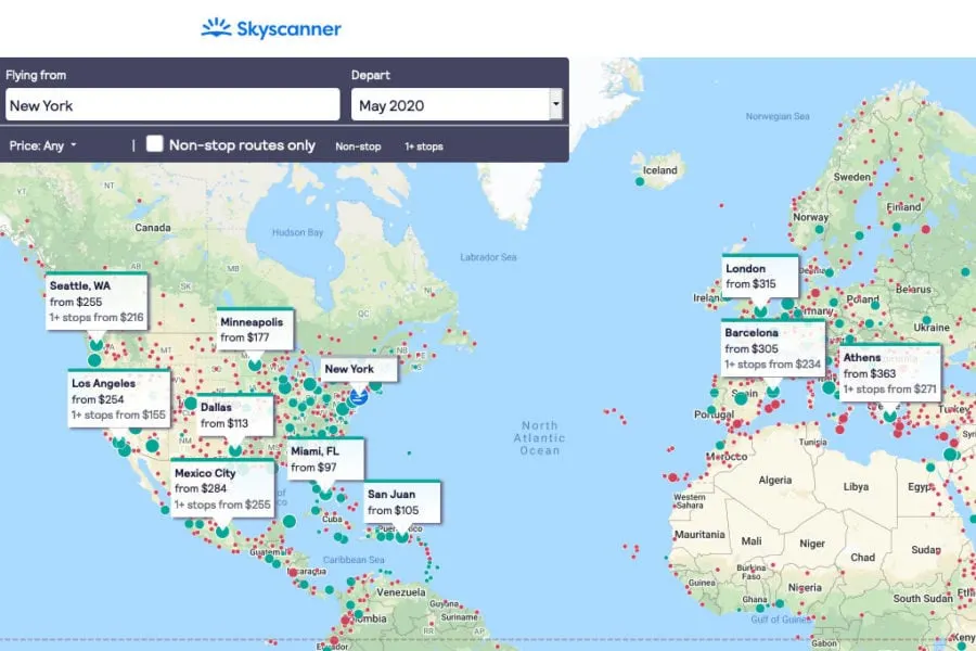 Skyscanner Cheap Flight Map