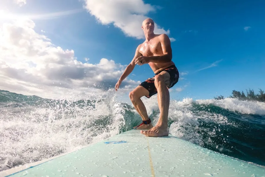 Surfing Hanalei Bay