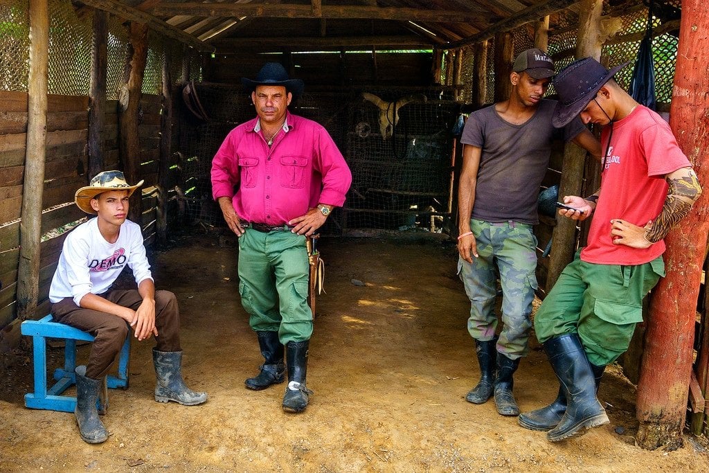 Cuban Cowboys in Vinales Cubans on Cellphones
